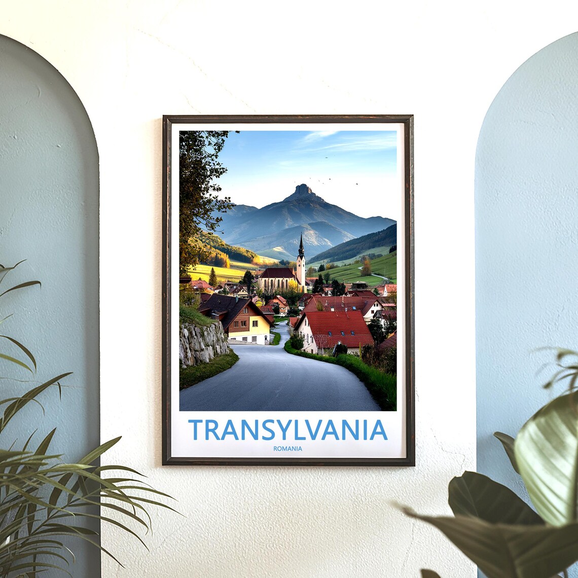 Transylvania Romania Mountain Village and Church Photo Poster - Image 3