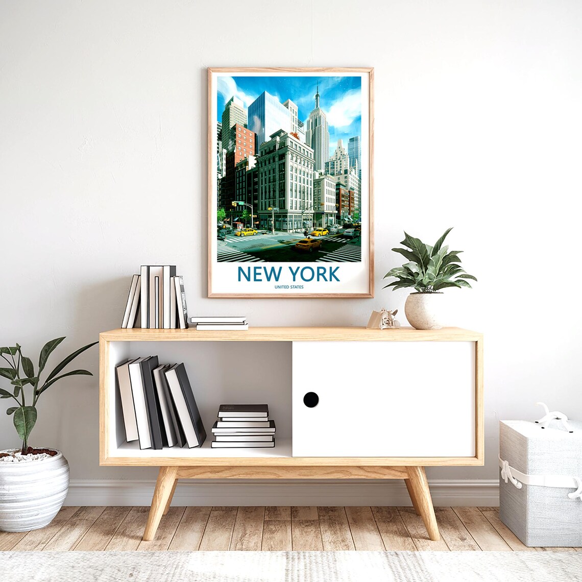 New York Midtown Avenue Yellow Taxis Empire State View Poster - Image 2