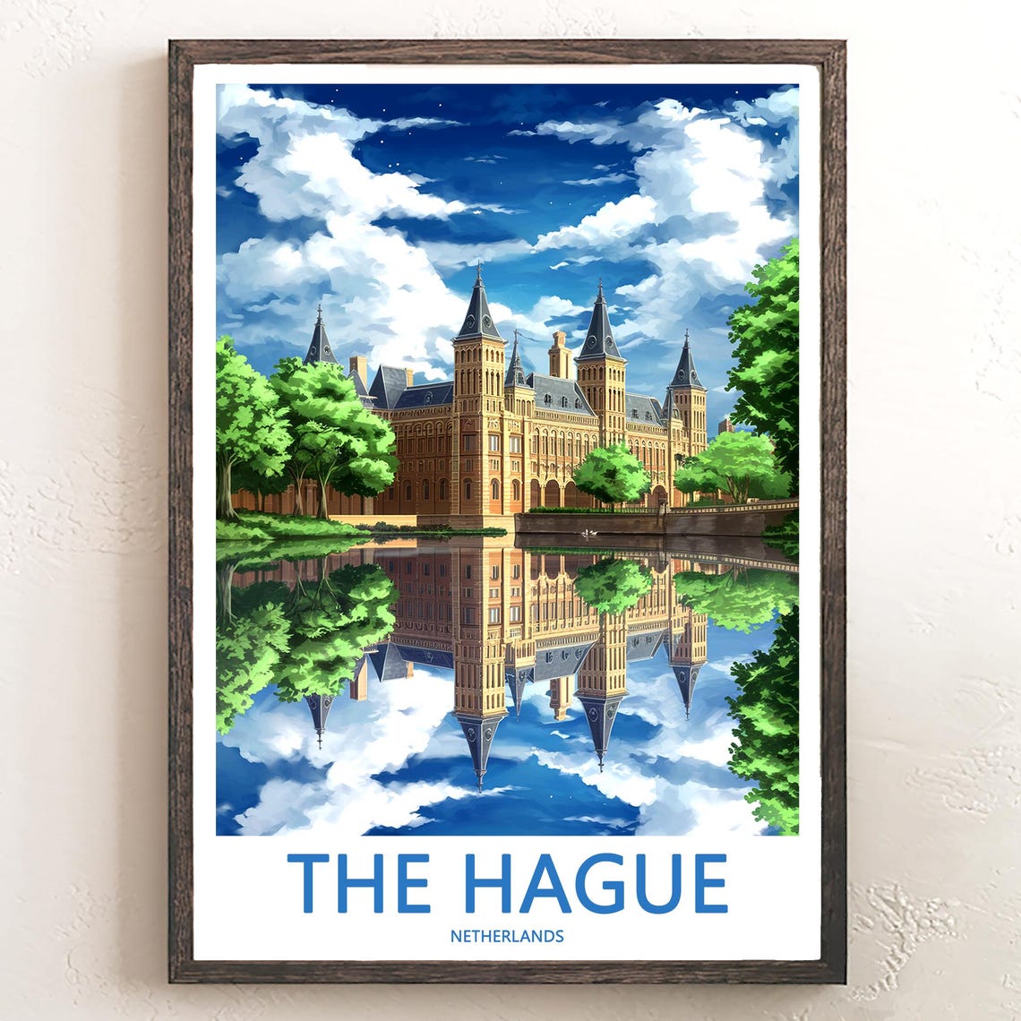 The Hague Palace Painted Stormy Sky Reflection Dramatic Art Poster