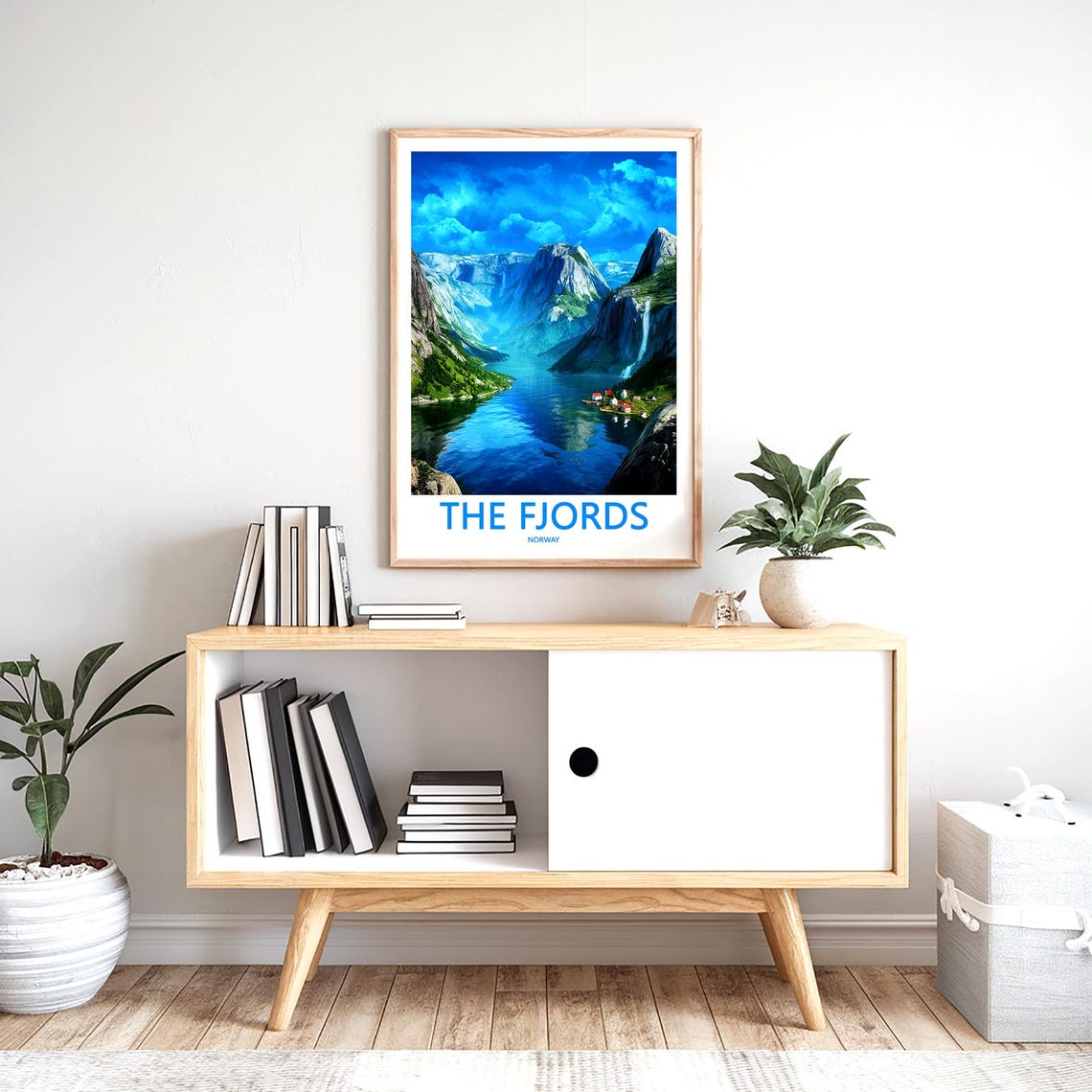 Norwegian Fjords Dramatic Blue Valley Waterfalls Norway Travel Poster - Image 2