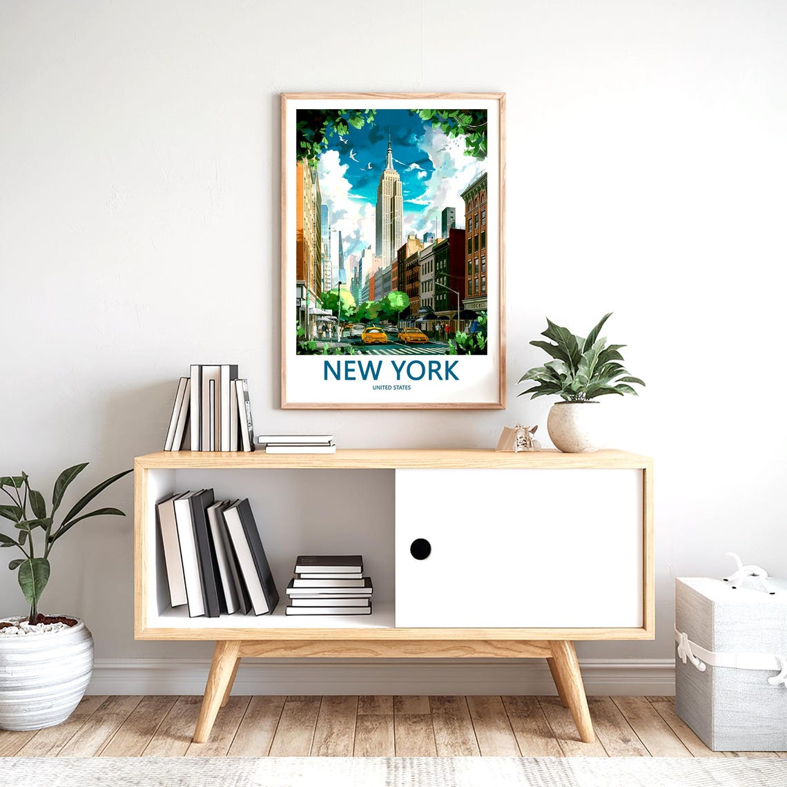 Empire State Building Rising Above a Busy Yellow Taxi Street Poster - Image 2