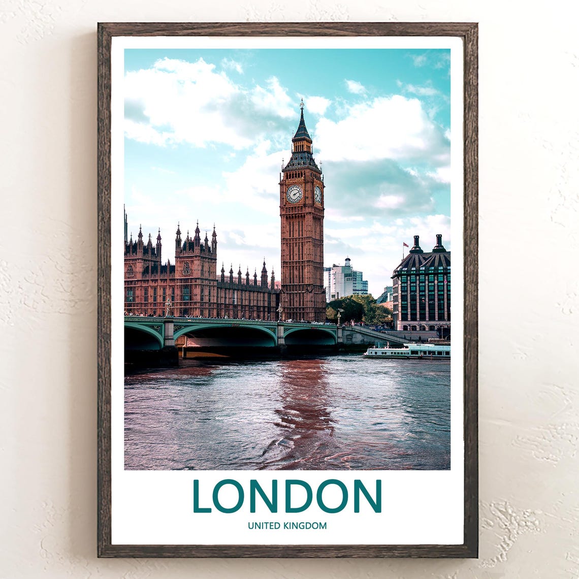 London Big Ben Westminster Bridge River Thames Daytime Poster