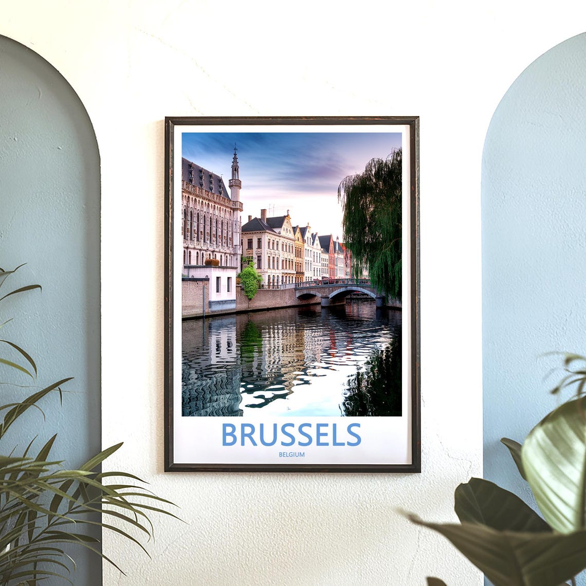 Brussels Canal Guild Houses Sunset Reflection Photo Travel Poster - Image 3