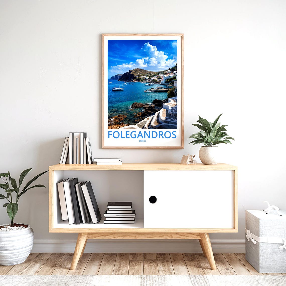 Folegandros Harbor Yachts and Whitewashed Steps Travel Poster - Image 2