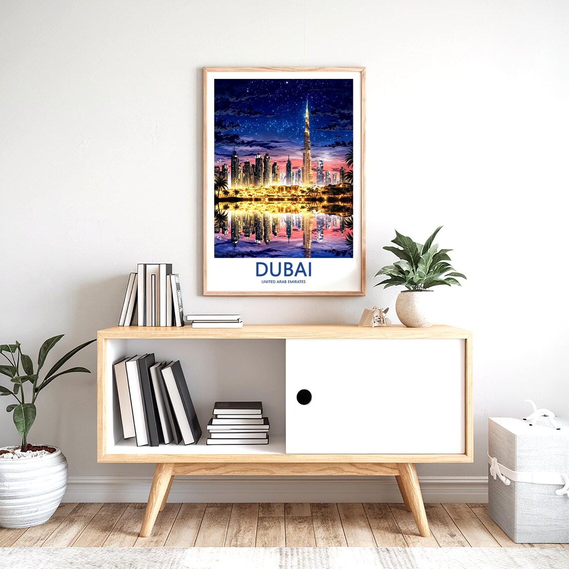 Dubai Burj Khalifa Starry Night Glowing Golden Lights Travel Poster - Image 2