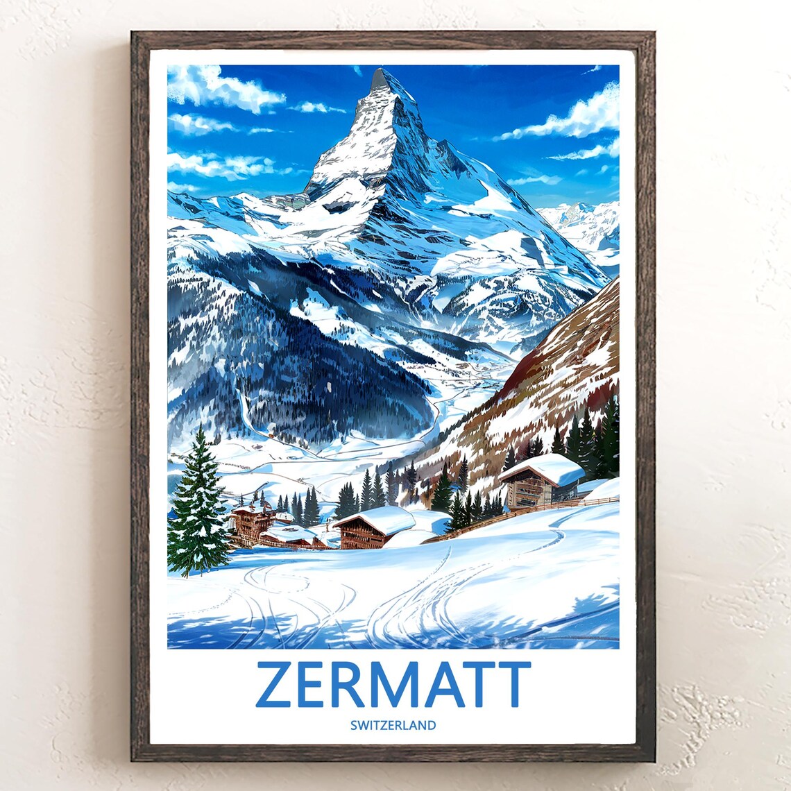 Zermatt Matterhorn Towering Above Charming Snowy Alpine Village Poster