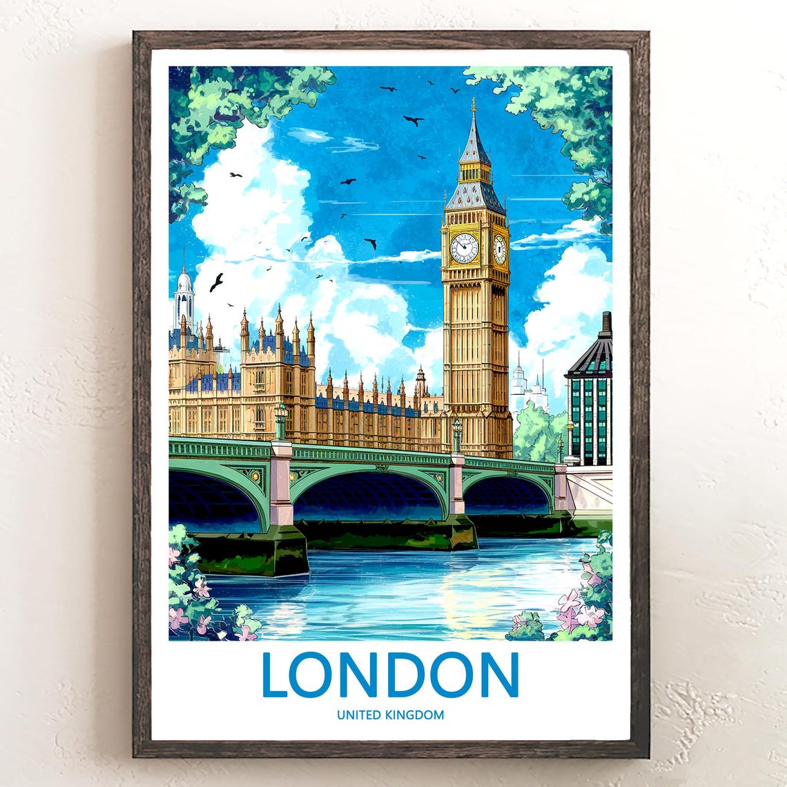 London Big Ben Westminster Bridge Spring Riverside View Poster