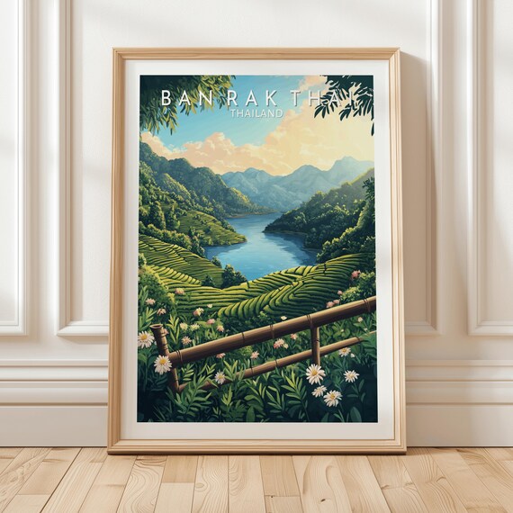 Ban Rak Thai Thailand Tea Terraces Lake Mountains Sunset Poster