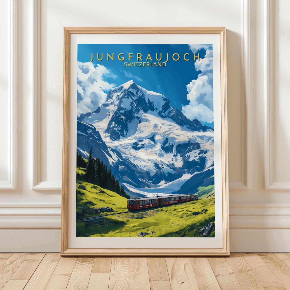 Jungfraujoch Switzerland Alps Mountain Railway Vintage Travel Poster
