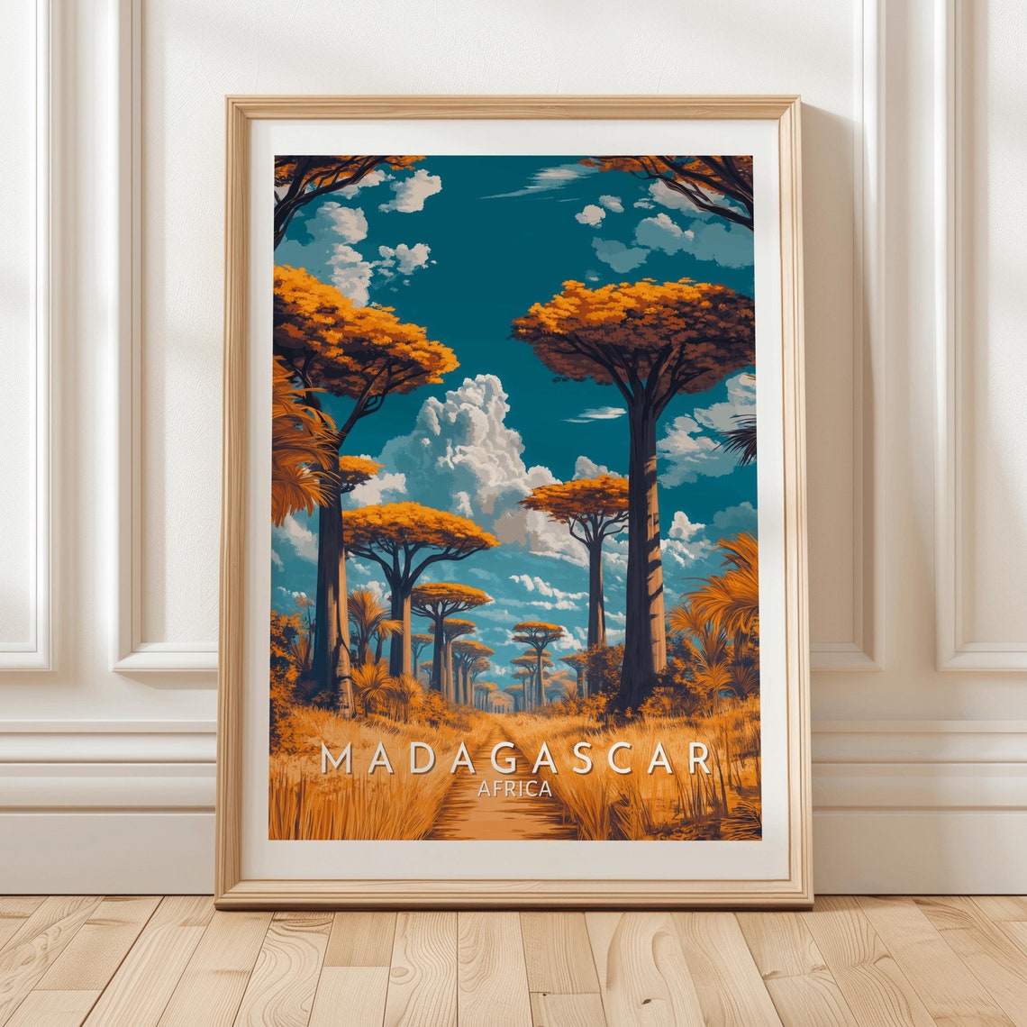 Madagascar Africa Golden Baobab Forest Trail Exotic Landscape Poster
