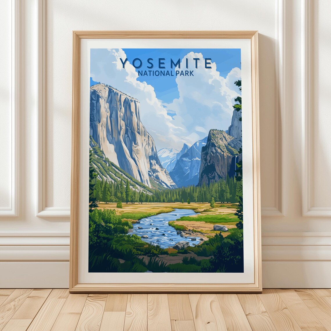 Yosemite National Park El Capitan Half Dome River Meadow Travel Poster