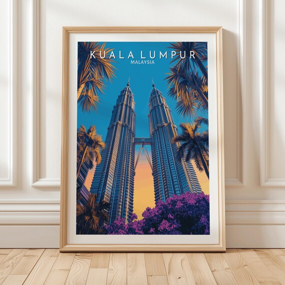 Kuala Lumpur Malaysia Petronas Towers Daytime Skyline Travel Poster