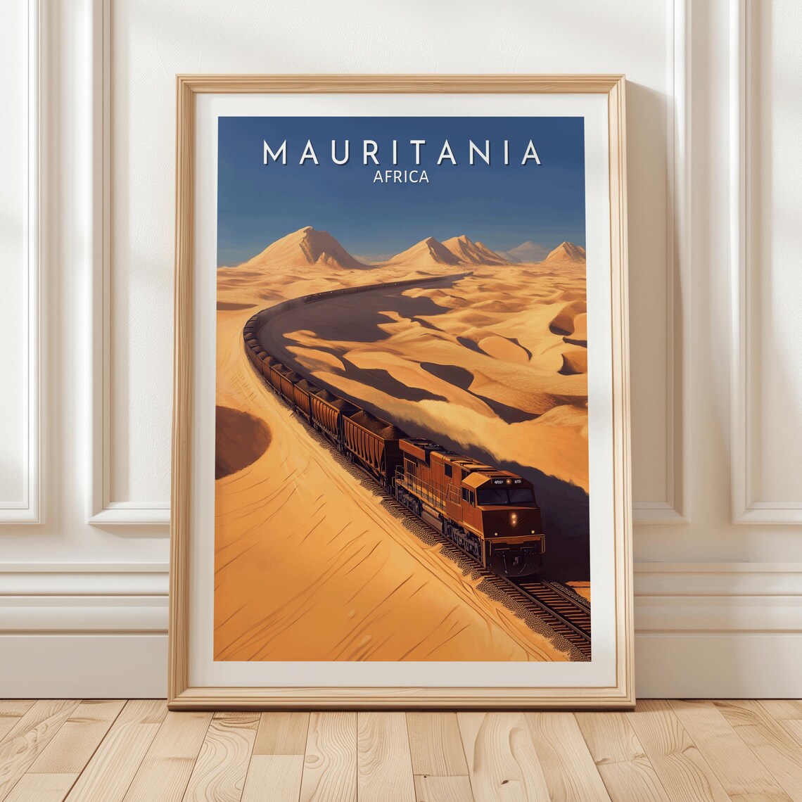 Mauritania Sahara Iron Ore Train Framed Style Vintage Travel Poster