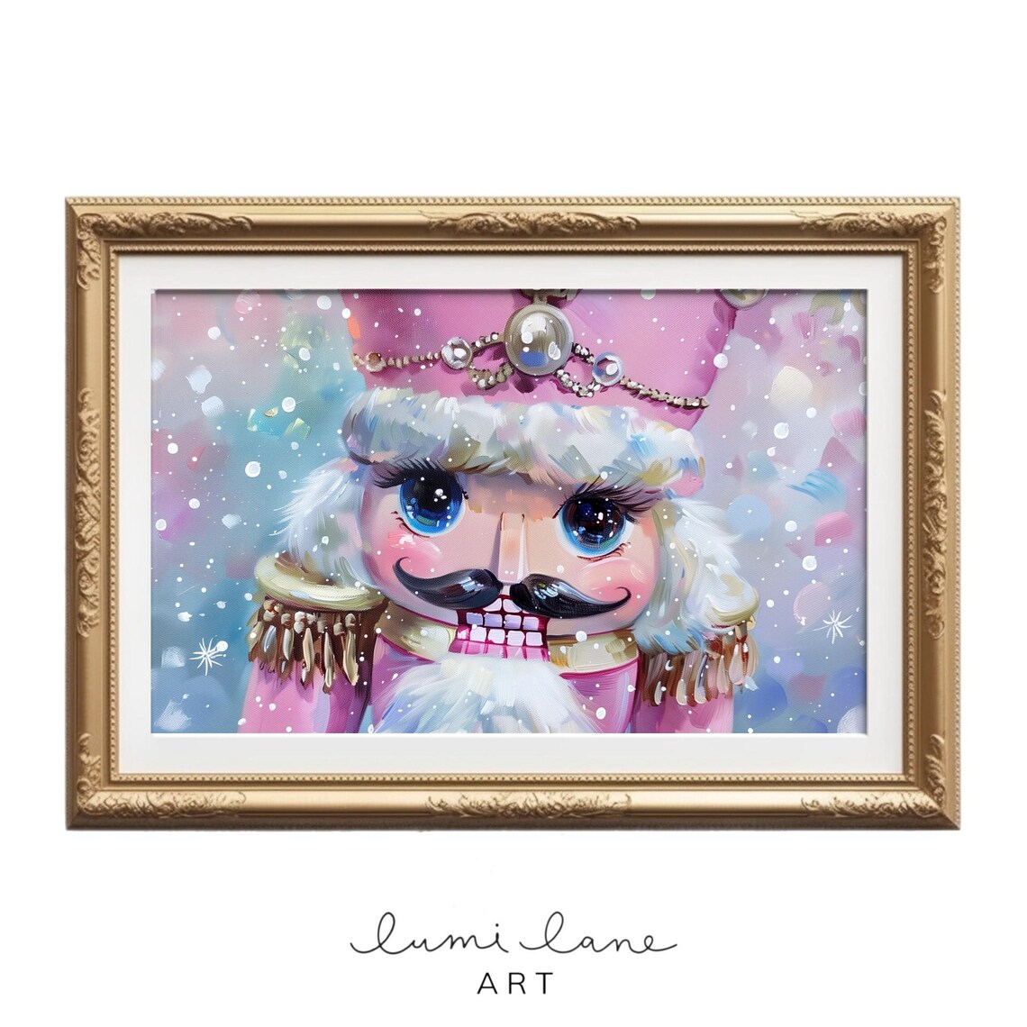 Pink Nutcracker Soldier Pastel Christmas Watercolor Painting Poster