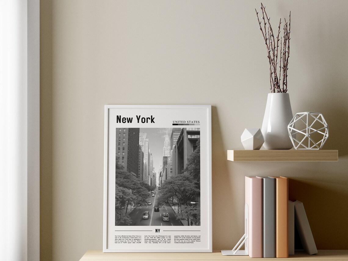 New York Travel Poster, Minimal Black And White - Image 3