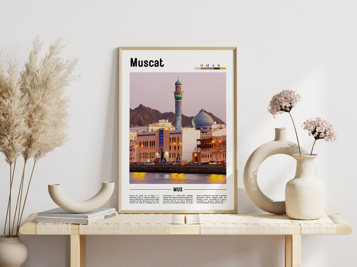 Muscat Poster Muscat Print Muscat Wall Art Minimal Travel Print Travel Destination Oil Painting Poster - Image 6