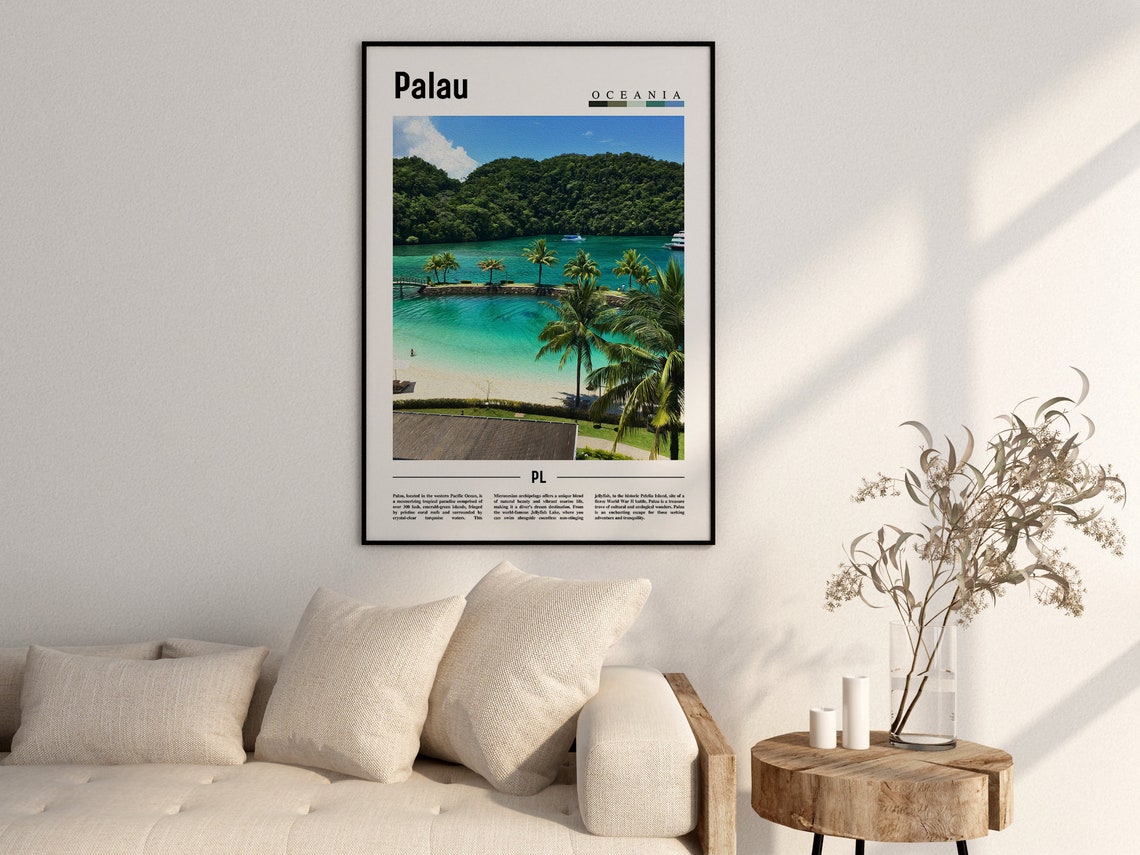 Palau Poster Palau Print Palau Wall Art Minimal Travel Print Travel Destination Oil Painting Poster - Image 2