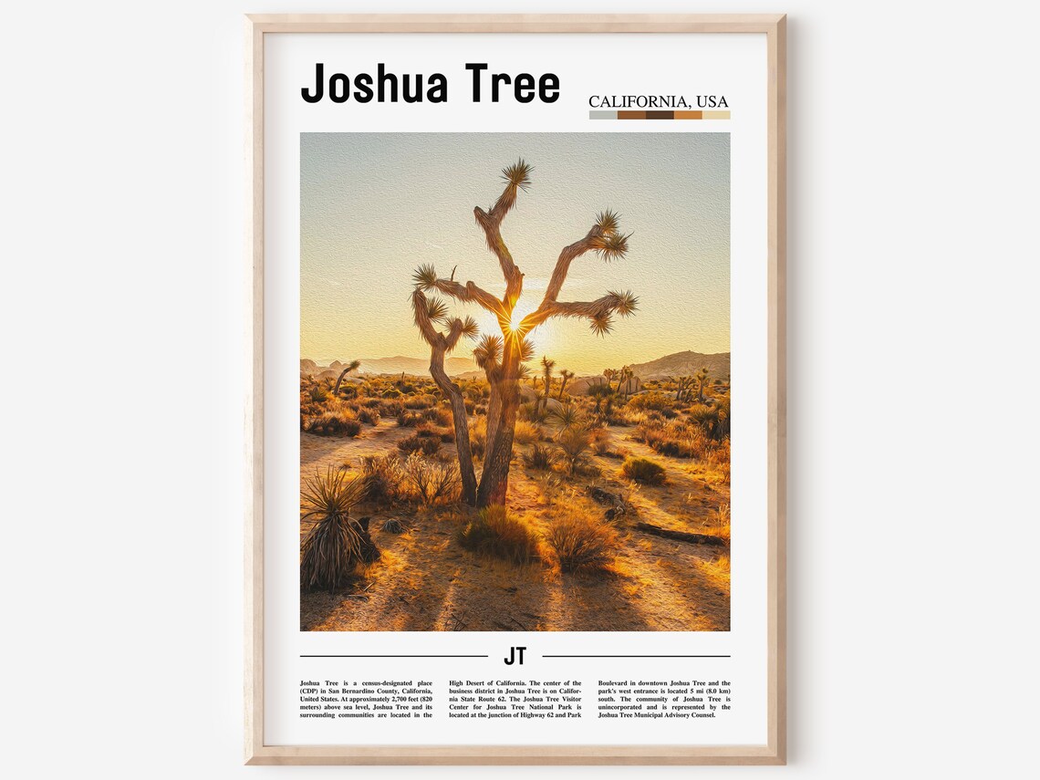 Joshua Tree Print Joshua Tree Poster Joshua Tree Wall Art Minimal Travel Print Minimal City Poster Travel Destination Oil Painting Poster