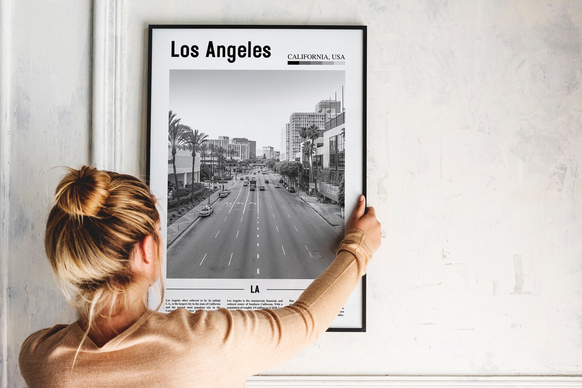 Los Angeles Print Black And White Los Angeles Poster Los Angeles Wall Art Travel Poster City Artwork Travel Artwork Travel Wall Art - Image 4