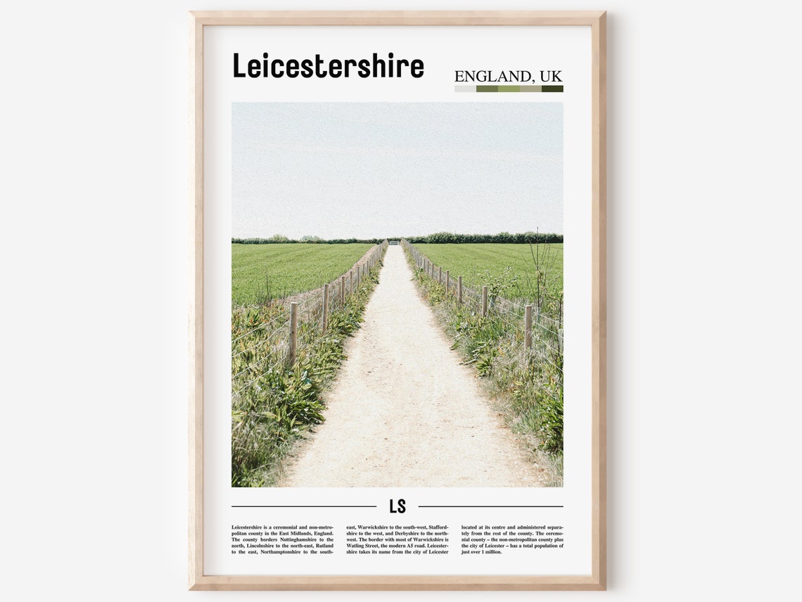 Leicestershire Print Leicestershire Poster Leicestershire Wall Art Minimal Travel Print Minimal City Poster Travel Oil Painting Poster