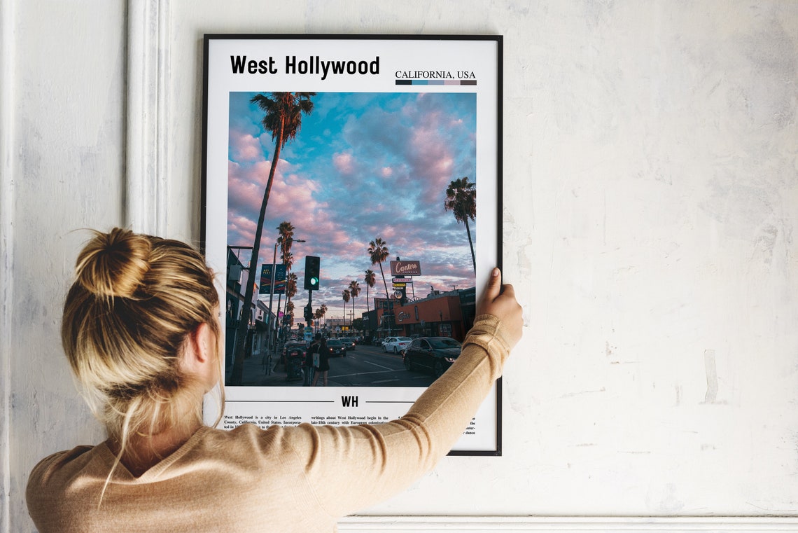 West Hollywood Print West Hollywood Poster West Hollywood Wall Art Minimal Travel Print Minimal Destination Poster Oil Painting Poster - Image 5