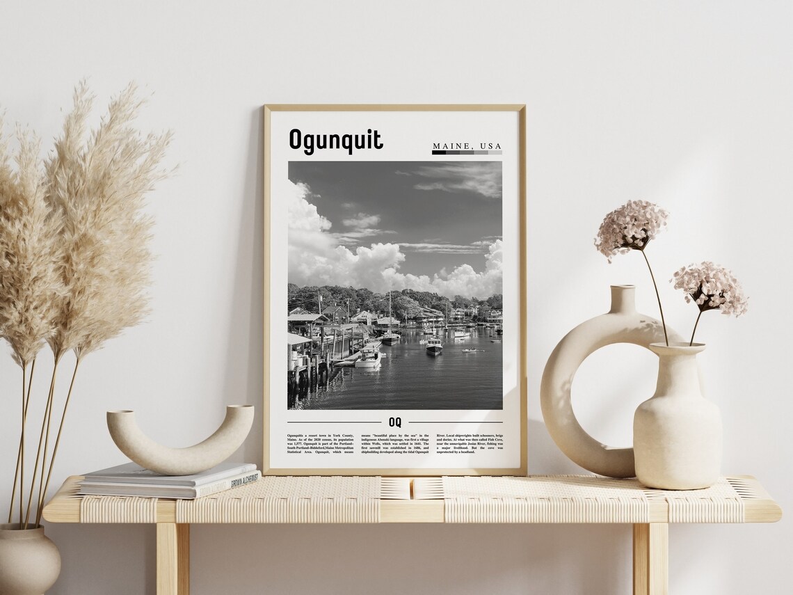 Ogunquit Minimal Travel Poster, Black And White - Image 6