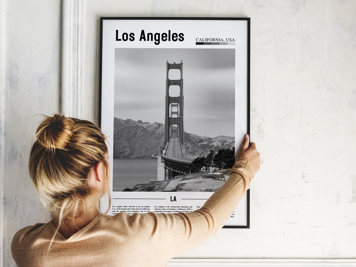 Los Angeles Poster Black And White Los Angeles Print Black And White Los Angeles Wall Art Minimal Travel Print Travel Poster - Image 5