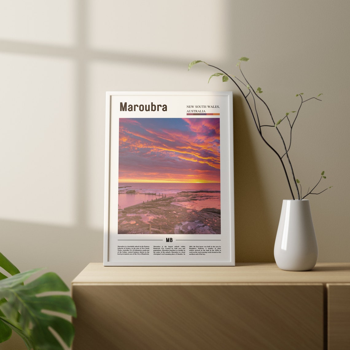Maroubra Print Maroubra Poster Maroubra Wall Art Oil Painting Poster Colorful City Print City Artwork Travel Artwork Travel Wall Art - Image 2