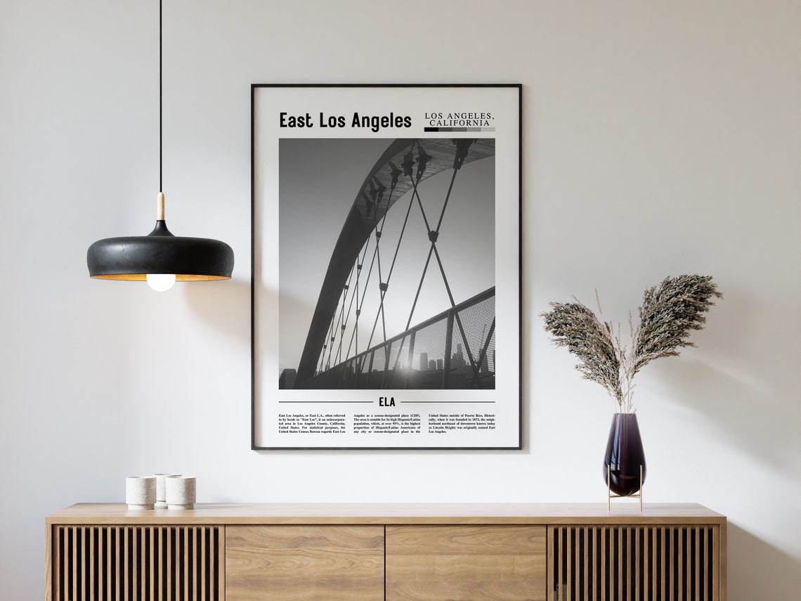 East Los Angeles Poster Black And White East Los Angeles Print Black And White East Los Angeles Wall Art Minimal Travel Print - Image 4