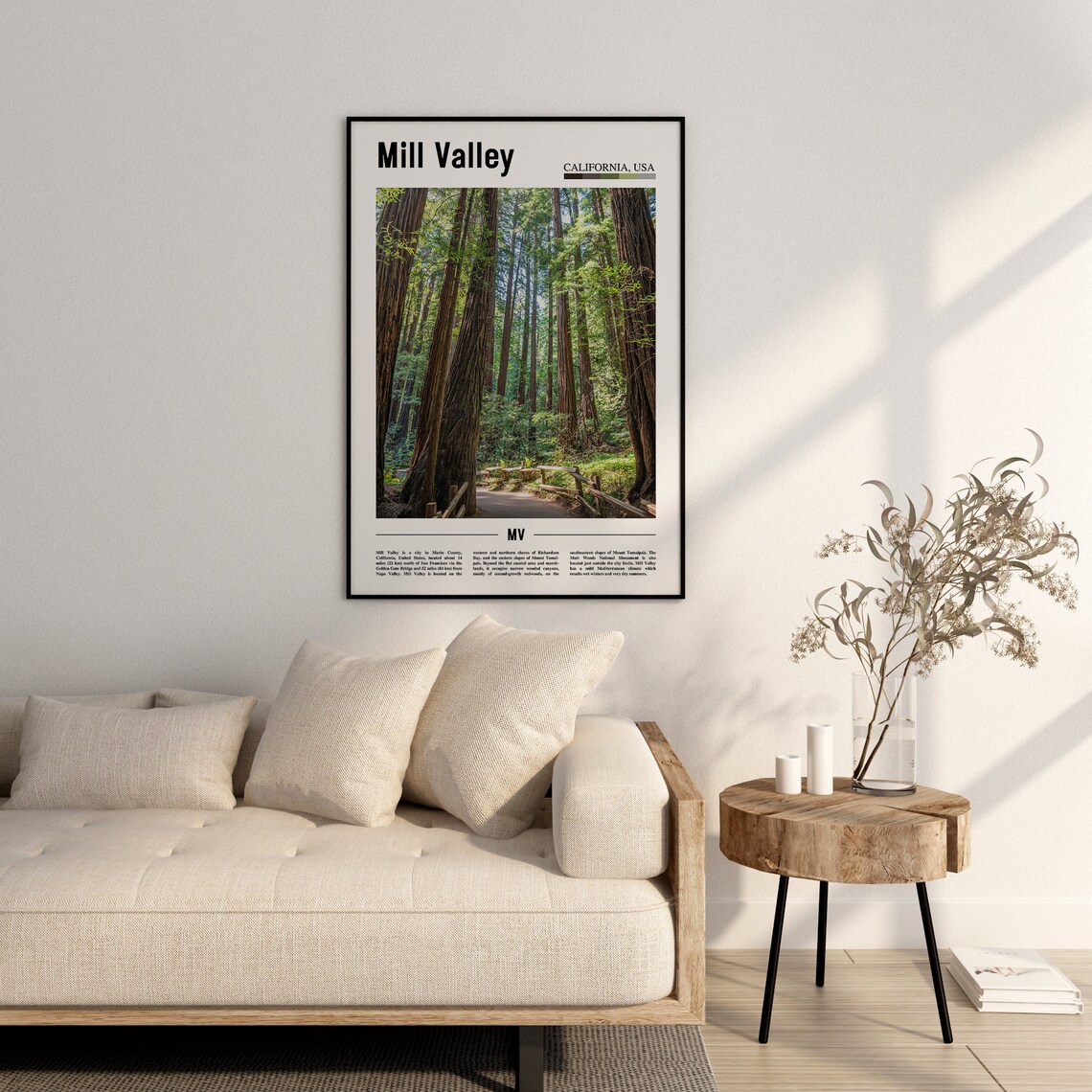 Mill Valley Minimal Travel Poster, City Art Print - Image 2