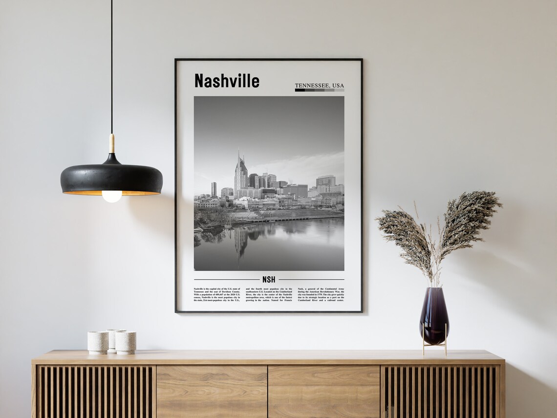 Nashville Poster Black And White Nashville Print Black And White Nashville Wall Art Minimal Travel Print Travel Poster - Image 4