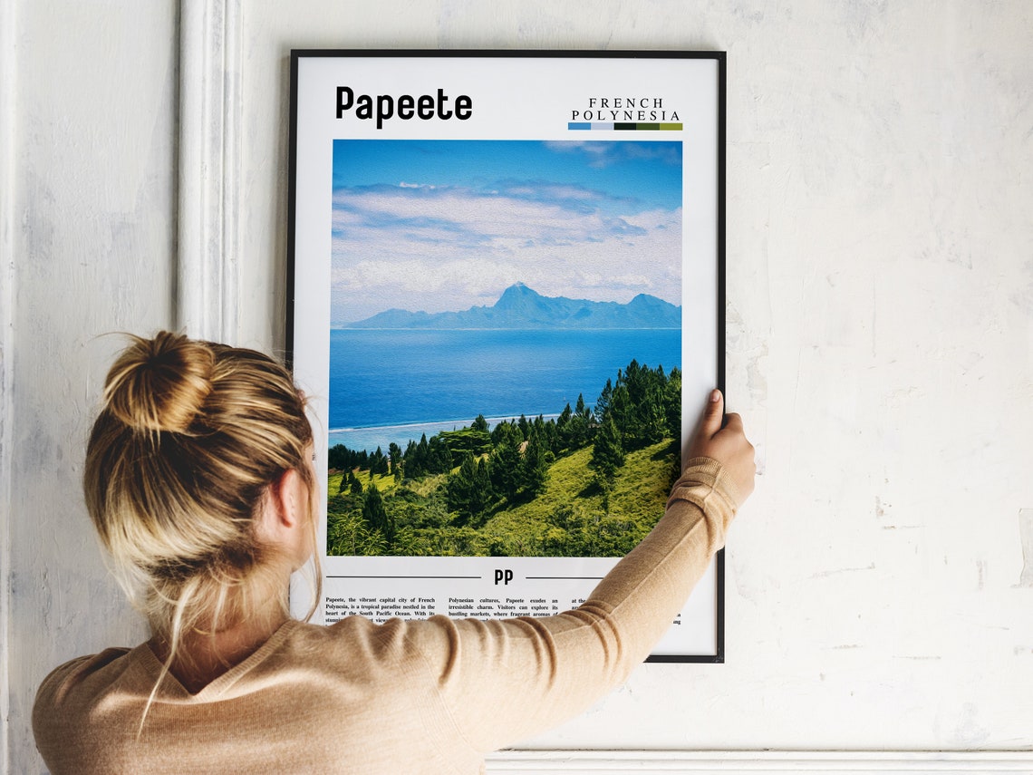 Papeete Poster Papeete Print Papeete Wall Art Minimal Travel Print Travel Destination Oil Painting Poster - Image 5