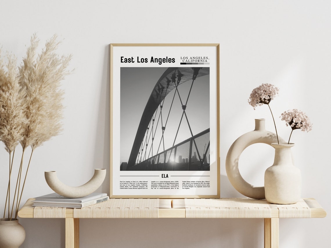 East Los Angeles Poster Black And White East Los Angeles Print Black And White East Los Angeles Wall Art Minimal Travel Print - Image 6