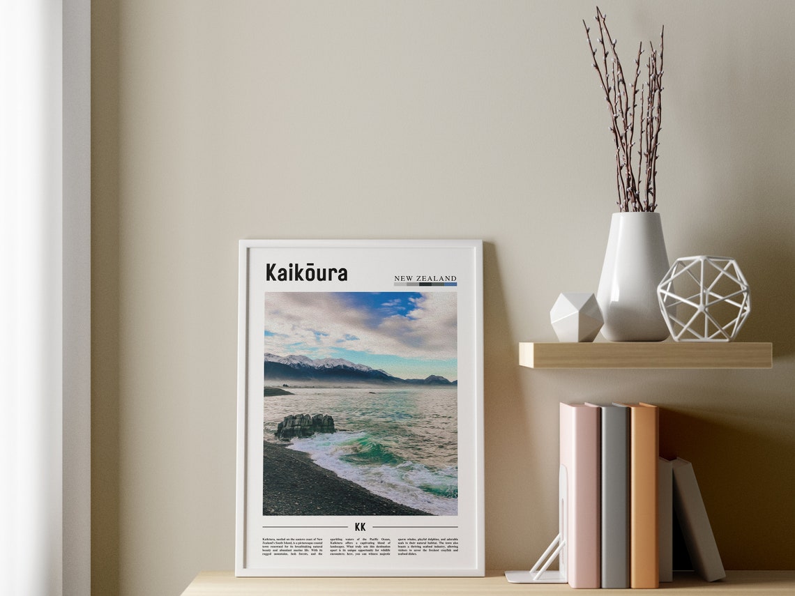 Kaikura Poster Kaikura Print Kaikura Wall Art Minimal Travel Print Travel Destination Oil Painting Poster - Image 3