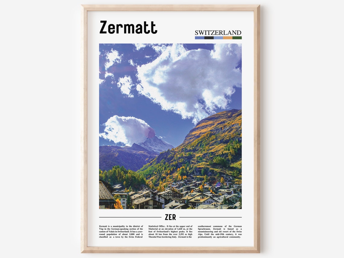 Zermatt Print Zermatt Poster Zermatt Wall Art Oil Painting Poster Colorful City Print City Artwork Travel Artwork Travel Wall Art