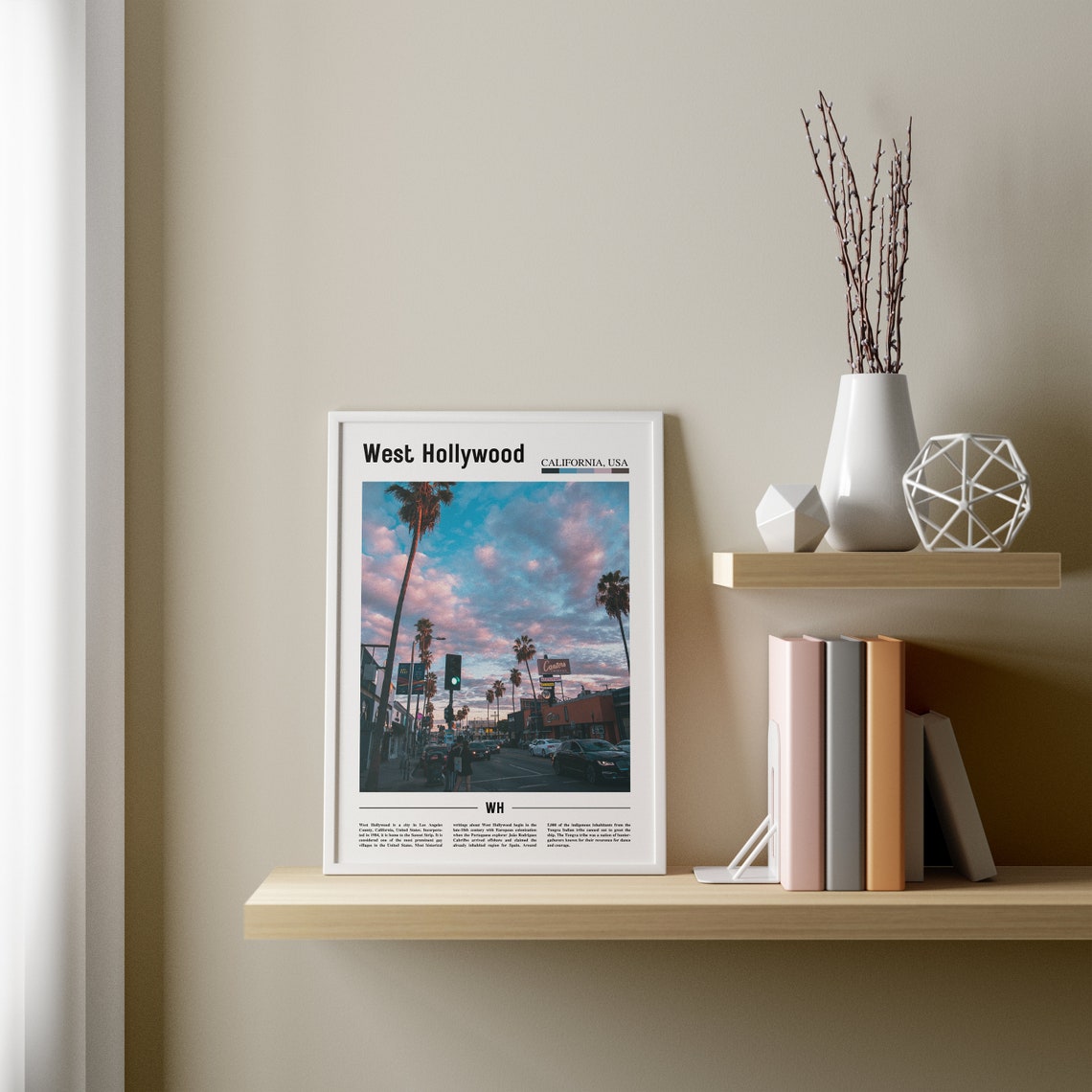 West Hollywood Print West Hollywood Poster West Hollywood Wall Art Minimal Travel Print Minimal Destination Poster Oil Painting Poster - Image 3