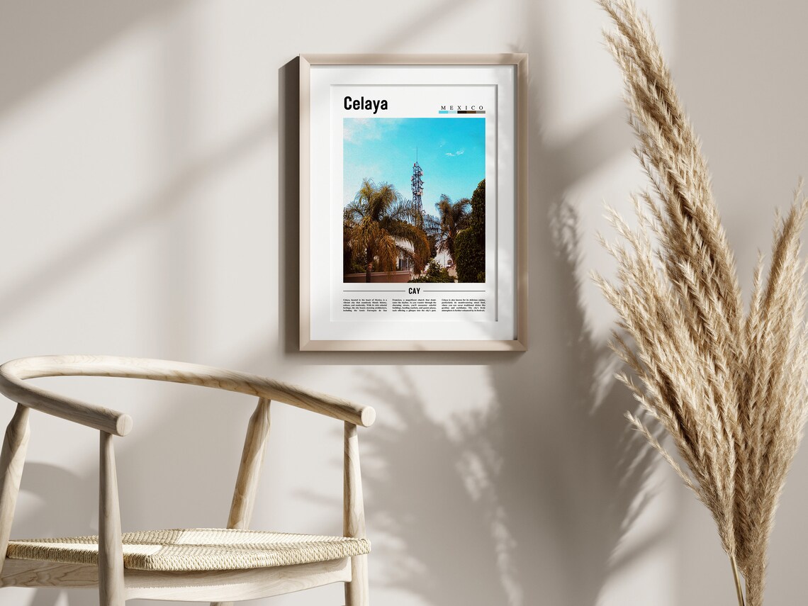 Celaya Minimal Travel Poster, Oil Painting Style - Image 2
