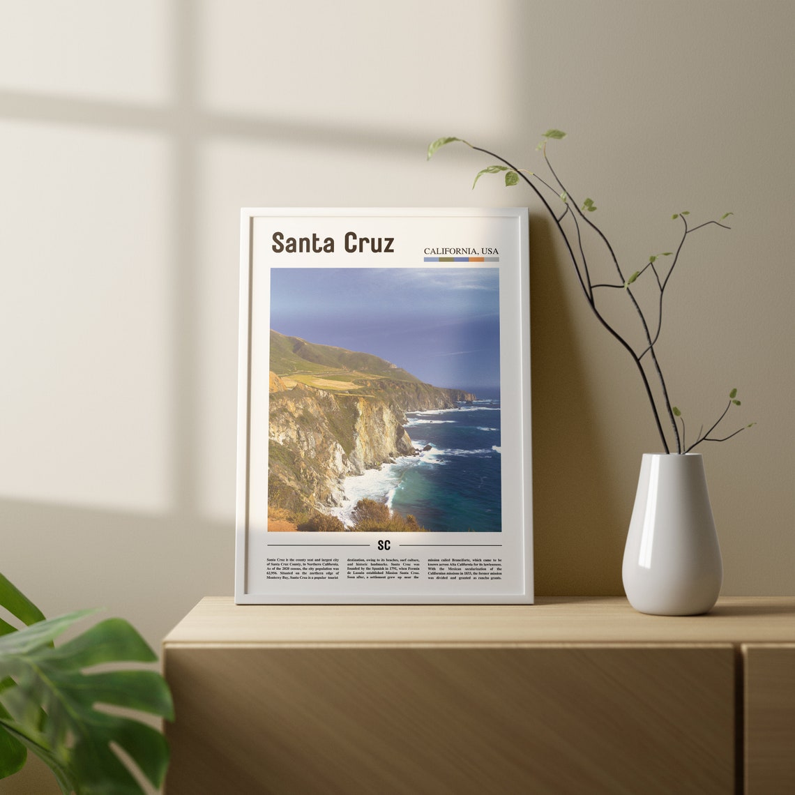 Santa Cruz Print Santa Cruz Poster Santa Cruz Wall Art Oil Painting Poster Colorful City Print City Artwork Travel Artwork Travel Art - Image 2