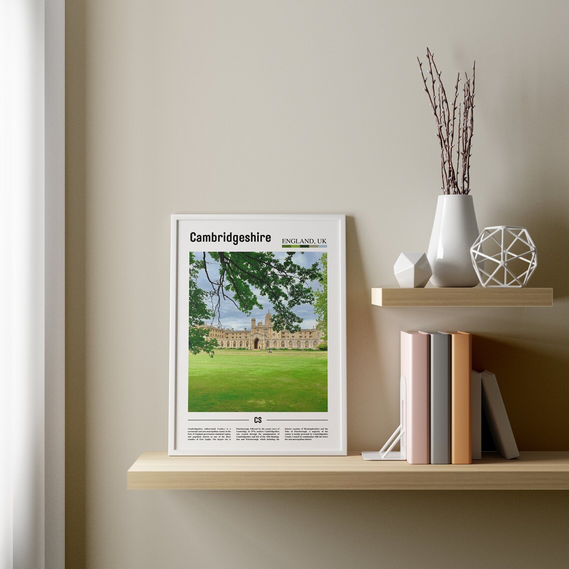 Cambridgeshire Minimal Travel Poster, Oil Painting - Image 2
