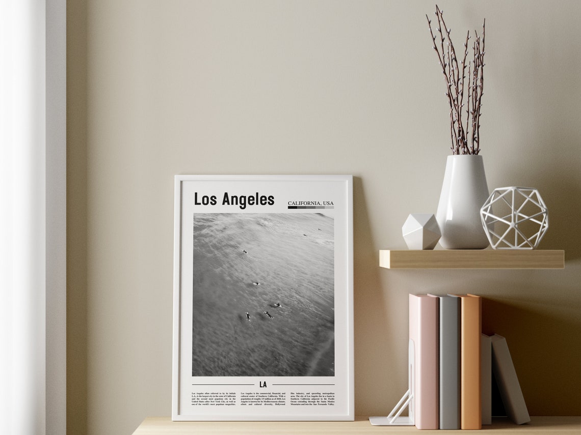 Los Angeles Poster Black And White Los Angeles Print Black And White Los Angeles Wall Art Minimal Travel Print Travel Poster - Image 3