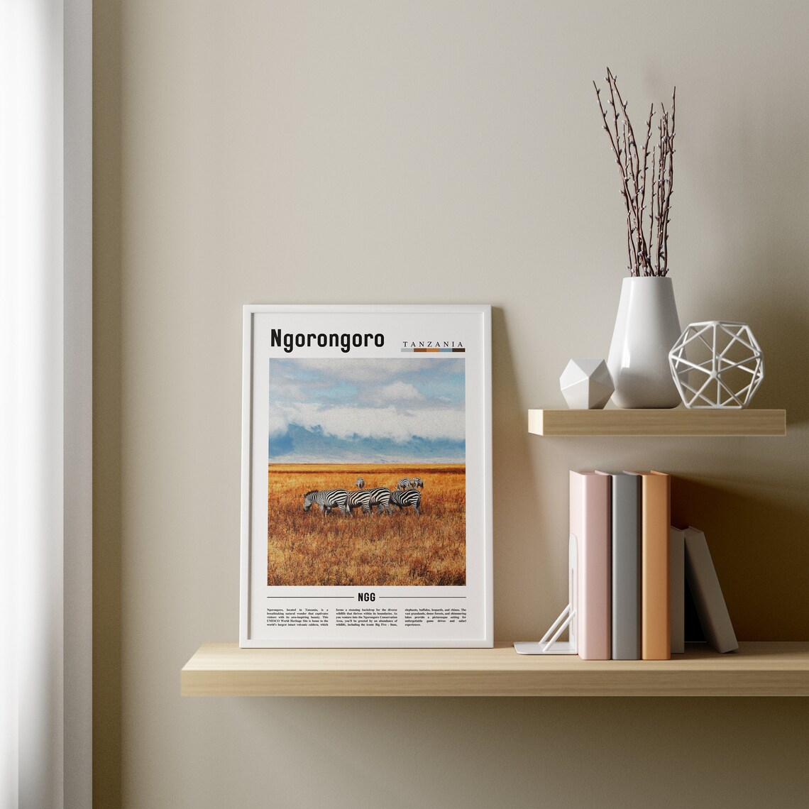 Ngorongoro Minimal Travel Poster, Oil Painting - Image 4