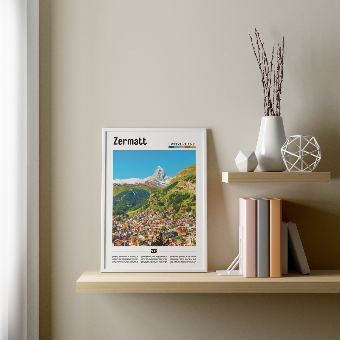 Zermatt Print Zermatt Poster Zermatt Wall Art Oil Painting Poster Colorful City Print City Artwork Travel Artwork Travel Wall Art - Image 3