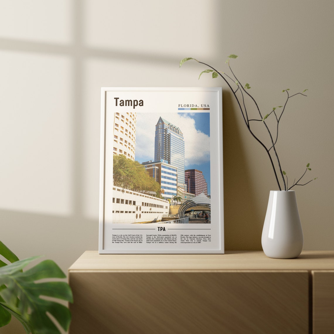 Tampa Print Tampa Poster Tampa Wall Art Oil Painting Poster Colorful City Print City Artwork Travel Artwork Travel Wall Art - Image 2