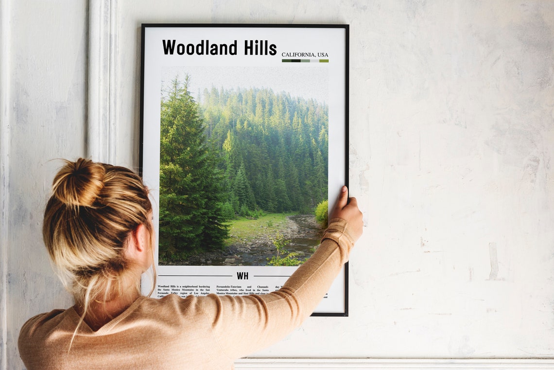 Woodland Hills Print Woodland Hills Poster Woodland Hills Wall Art Oil Painting Poster Colorful City Print City Artwork Travel Artwork - Image 4