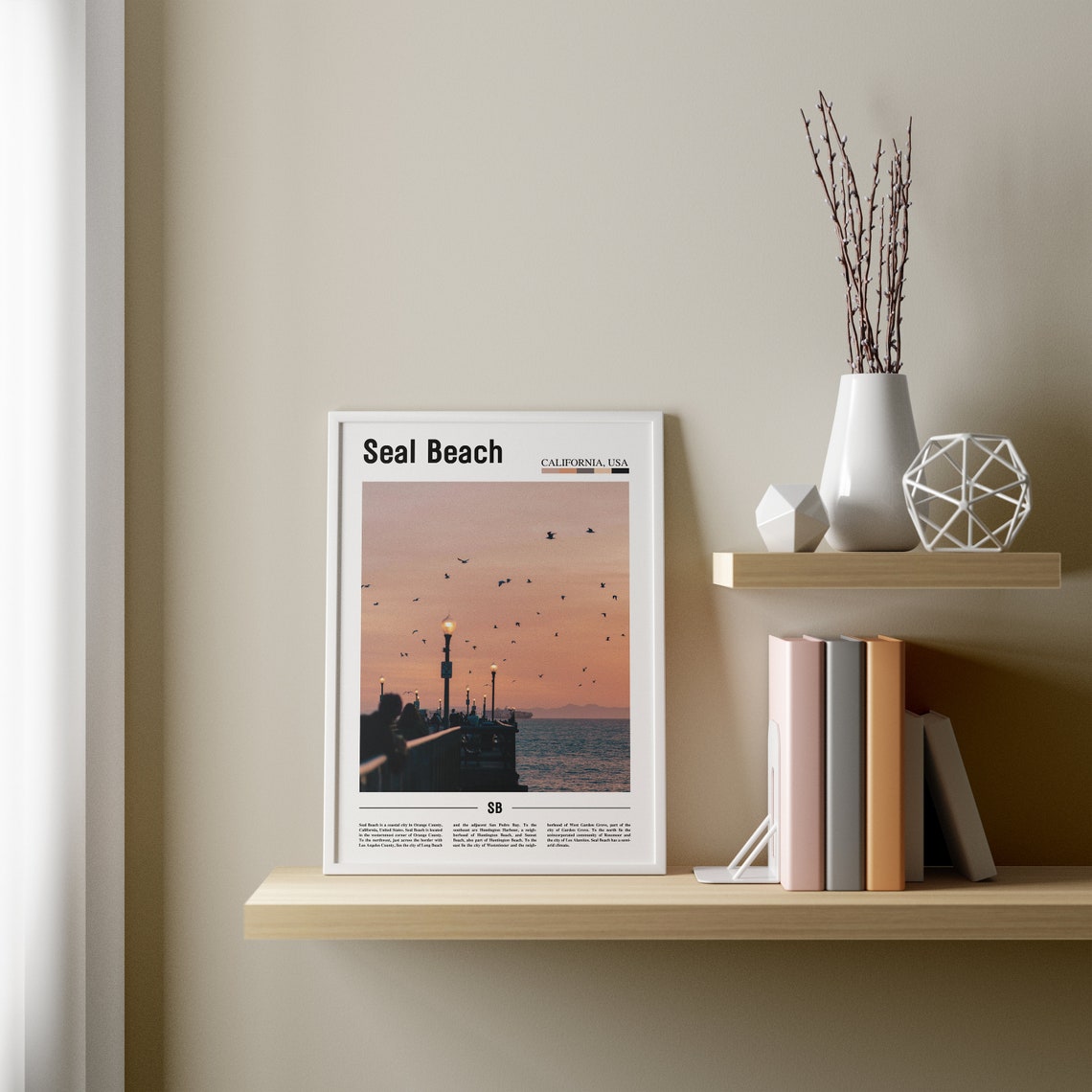 Seal Beach Print Seal Beach Poster Seal Beach Wall Art Minimal Travel Print Minimal City Poster Travel Destination Oil Painting Poster - Image 3