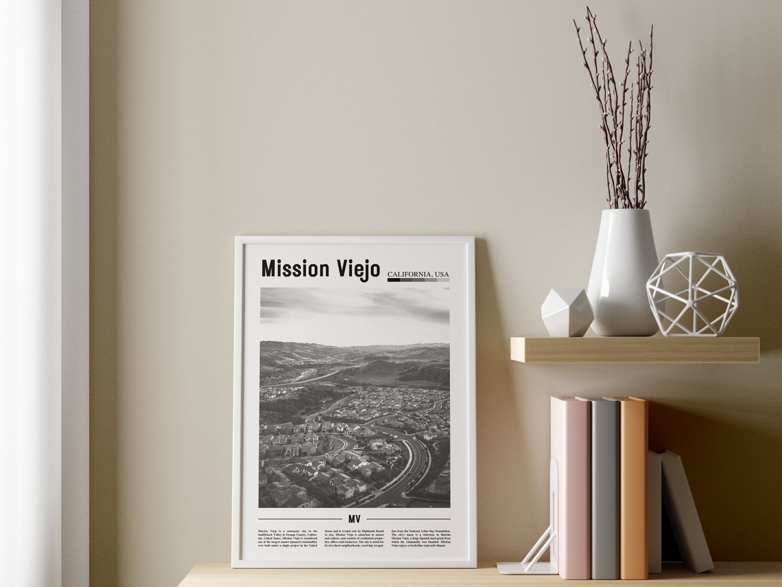 Mission Viejo Poster Black And White Mission Viejo Print Black And White Mission Viejo Wall Art Minimal Travel Print Travel Poster - Image 3