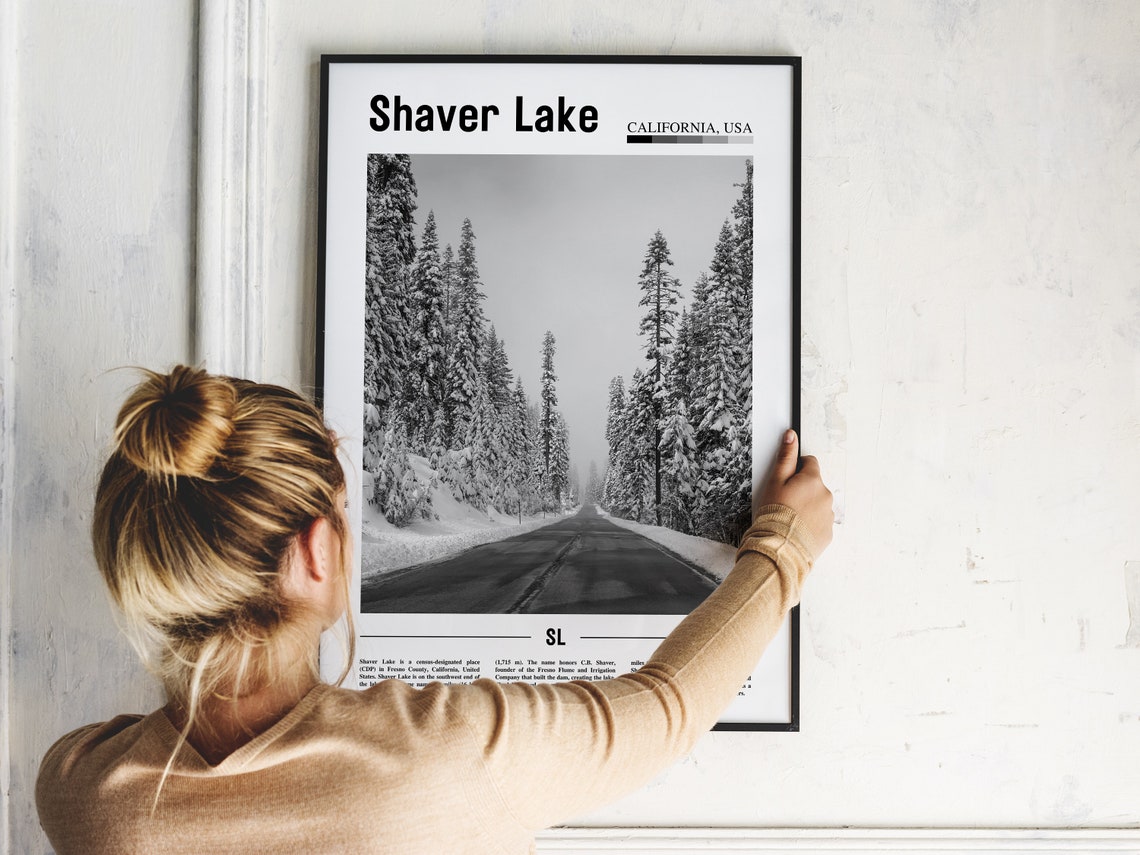 Shaver Lake Poster Black And White Shaver Lake Print Black And White Shaver Lake Wall Art Minimal Travel Print Travel Poster - Image 5
