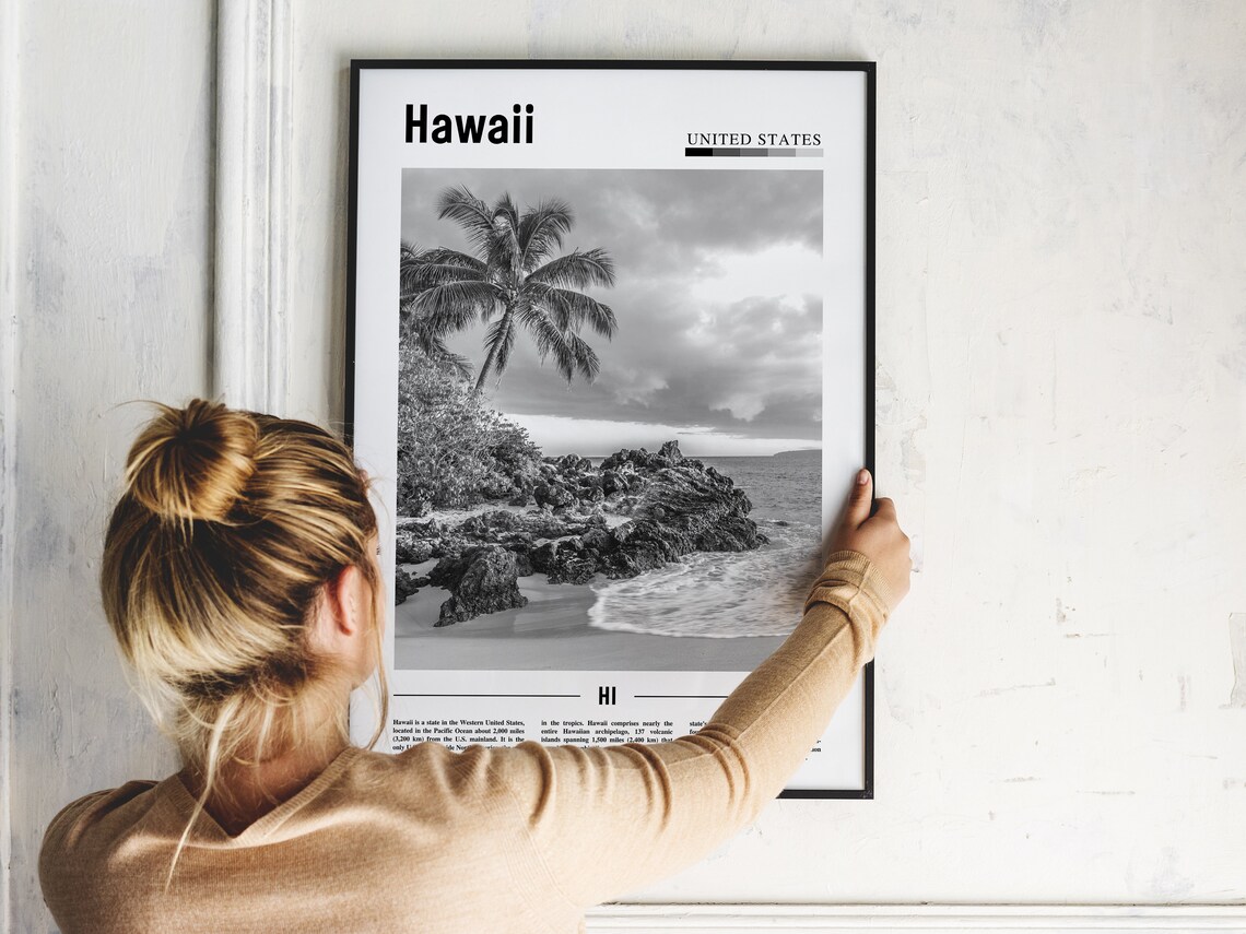 Hawaii Black And White, Minimal Travel Poster - Image 5