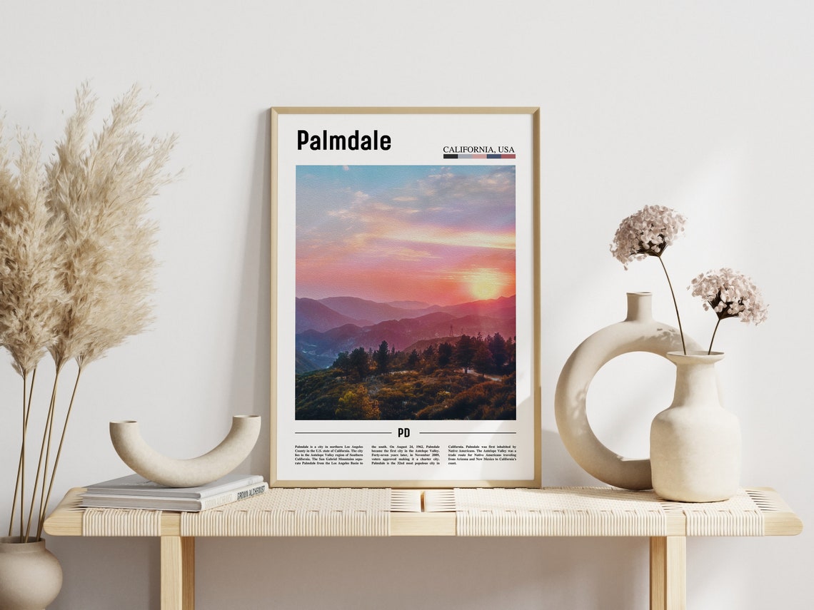Palmdale Print Palmdale Poster Palmdale Wall Art Minimal Travel Print Minimal City Poster Travel Destination Oil Painting Poster - Image 5