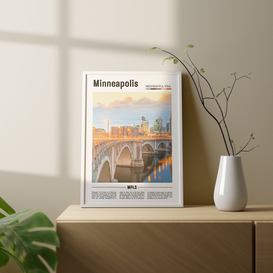 Minneapolis Print Minneapolis Poster Minneapolis Wall Art Oil Painting Poster City Print City Artwork Travel Artwork Travel Wall Art - Image 2